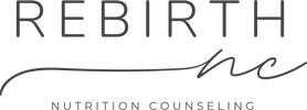 Logo and text: Rebirth Nutrition Counseling