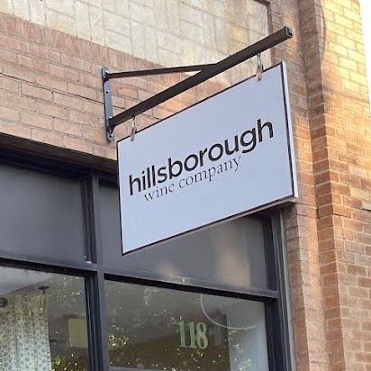 Hillsborough Wine Company sign over door