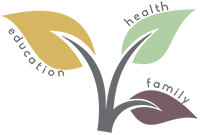 Orange County Partnership for Young Children logo image of three leaves with text education, health, family