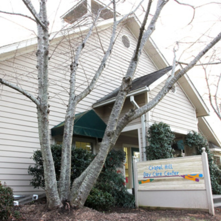 Front of Chapel Hill Day Care Center building and sign.