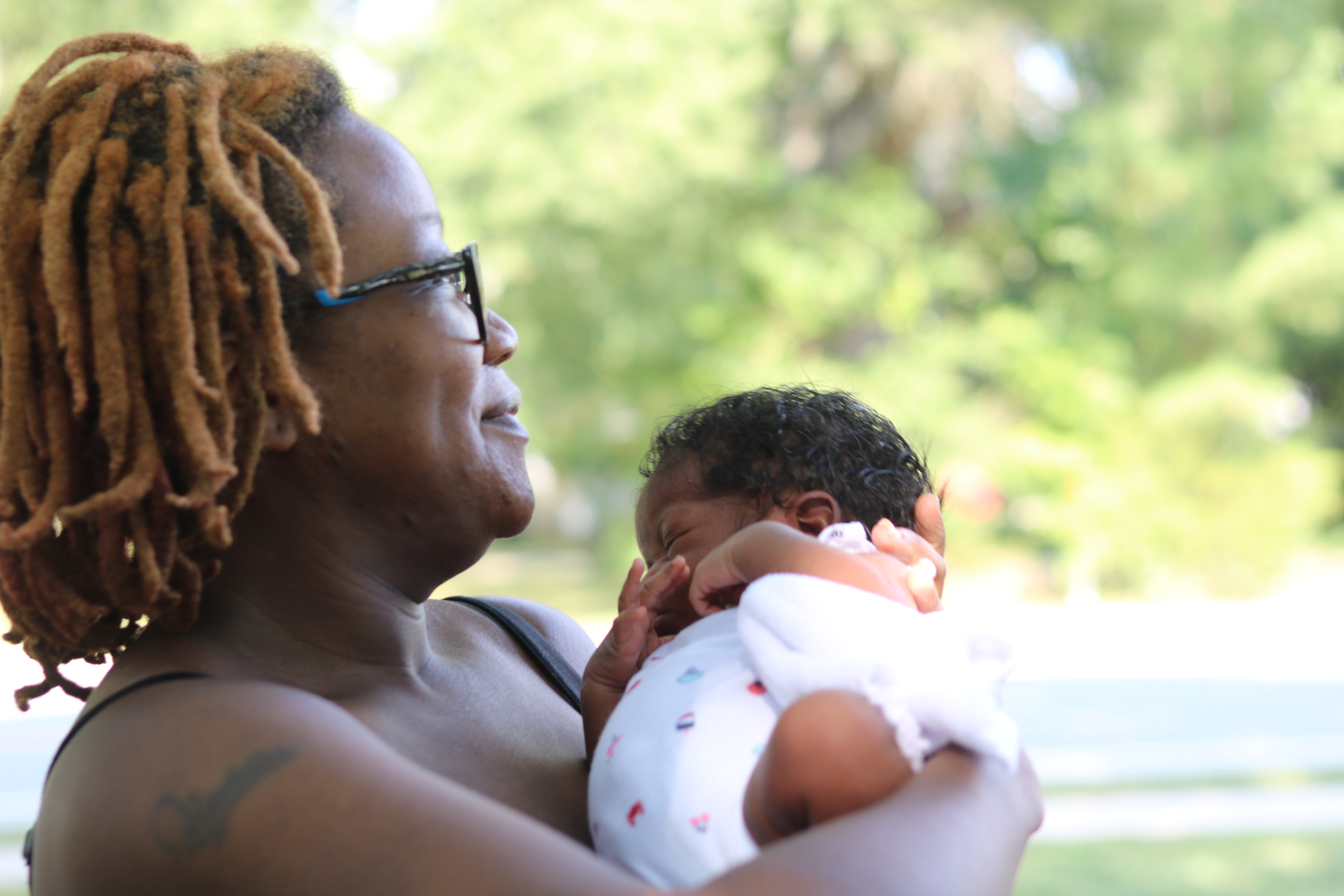 Mother holding infant