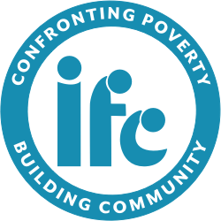 Logo with text: IFC Confronting Poverty Building Community